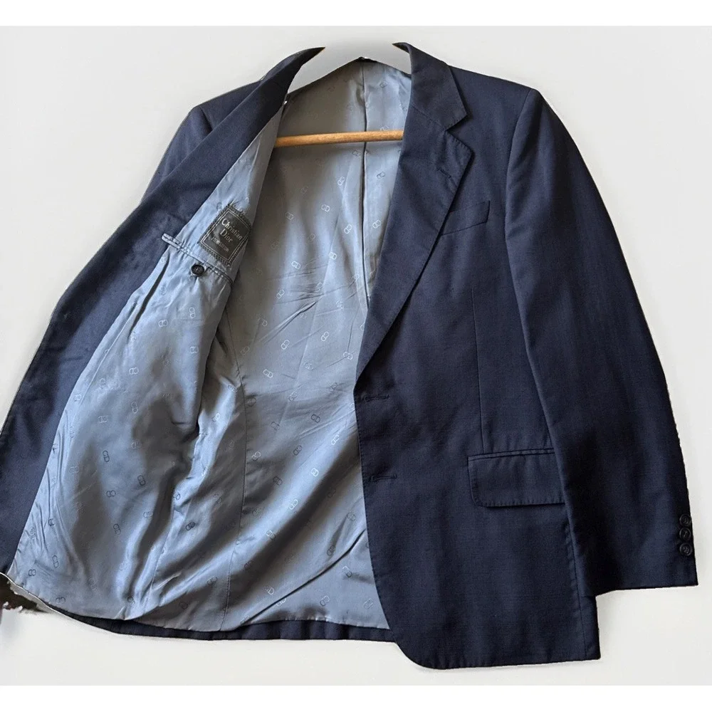 Christian Dior Men's Navy Blue Blazer Suit Jacket Vintage